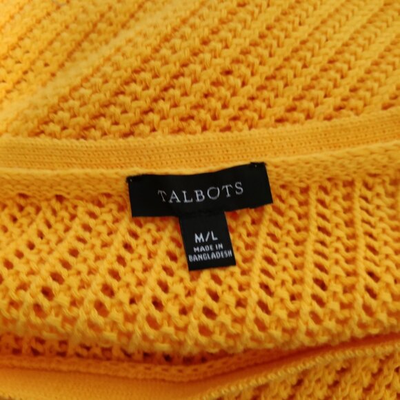 Talbot's Yellow Crochet Poncho 100% Cotton Size M/L - Picture 3 of 5